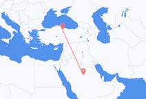 Lennot Al-Qassimin alueelta, Saudi-Arabia Amasyalle, Turkki