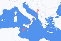 Vluchten van Podgorica naar Lampedusa