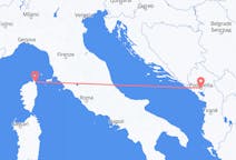 Vluchten van Podgorica, Montenegro naar Bastia, Vercelli, Frankrijk