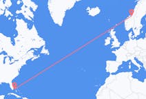 Flyrejser fra Bimini, Bahamas til Trondheim, Norge