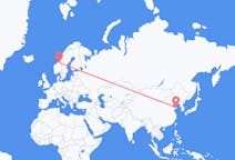 Flyg från Yantai, Kina till Trondheim, Norge