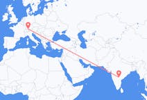 Flyg från Hyderabad, Indien till Friedrichshafen, Tyskland