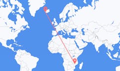 Flyreiser fra byen Blantyre, Malawi til byen Reykjavik, Island