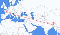Flyg från Guwahati, Indien till Limoges, Frankrike