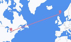 Lennot Lontoosta, Kanada Lerwickiin, Skotlanti