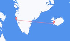 グリーンランドのマニツォクから、アイスランドのレイキャビク行きフライト