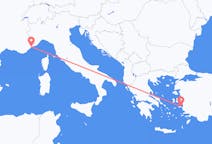 フランスのニースからから、ギリシャのサモス島までのフライト