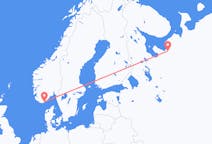 Vols depuis la ville d'Arkhangelsk vers la ville de Kristiansand