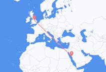 Flyreiser fra Yanbu, Saudi-Arabia til Nottingham, England