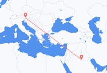 Flyreiser fra Rafha, Saudi-Arabia til Klagenfurt, Østerrike