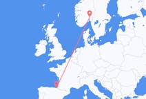 ノルウェーのオスロから、スペインのサンセバスティアンまでのフライト