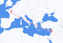 Flug frá Damaskus, Sýrlandi til Poitiers, Frakklandi
