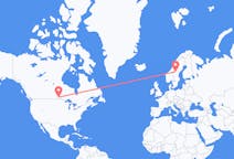 Vluchten van Winnipeg naar Östersund