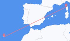 Vluchten van Funchal, Portugal naar Calvi, Frankrijk