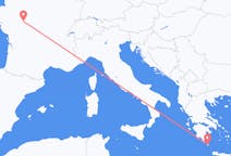 出发地 希腊从基西拉岛目的地 法国图尔的航班