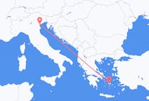 イタリアのヴェネツィアからから、ギリシャのナクソス島までのフライト