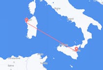 イタリアのカターニアから、イタリアのアルゲーロまでのフライト