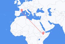 Flyreiser fra Goba, Etiopia til Girona, Spania