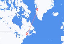 米国のロックランドから、グリーンランドのカンゲルルススアークまでのフライト