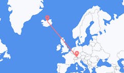 Vluchten van Friedrichshafen, Duitsland naar Akureyri, IJsland