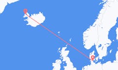 航班从丹麦森纳堡市到伊萨菲厄泽市，冰岛塞尔
