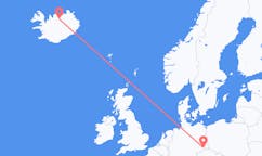 航班从德国德累斯顿市到阿克雷里市，冰岛塞尔