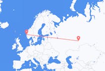 Flyrejser fra Jekaterinburg, Rusland til Bergen, Norge