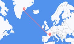 フランスのベジエから、グリーンランドのクルスクまでのフライト