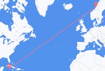 Flyreiser fra Grand Cayman, Caymanøyene til Rørvik, Norge