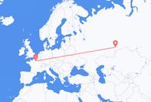 Fly fra Tjeljabinsk til Paris