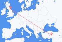 Flights from Kayseri, Turkey to Durham, England, the United Kingdom