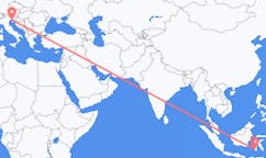 Flyg från Makassar, Indonesien till Trieste, Italien