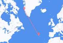 グリーンランドのから マニートソック、ポルトガルのへ テルセイラ島フライト
