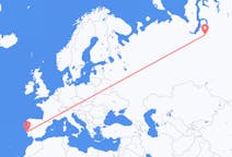 Fly fra Novyj Urengoj til Lisboa