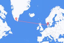 Flights from Qaqortoq, Greenland to Karup, Denmark