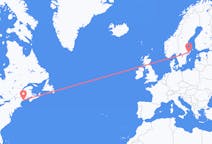 Flyreiser fra Rockland, USA til Stockholm, Sverige
