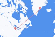来自美国出发地 芝加哥目的地 格陵兰库鲁苏克的航班