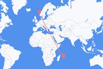 Flyrejser fra Mauritius, Mauritius til Stord, Norge