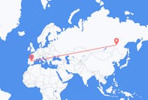 Flights from Neryungri, Russia to Madrid, Spain