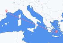 Flyg från Santorini, Grekland till Aspiran, Frankrike