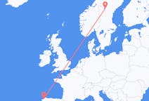 Loty z miasta A Coruña do miasta Östersund