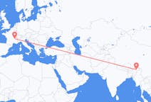 Flights from Dibrugarh, India to Lyon, France