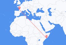 Flyg från Mogadishu till Bordeaux