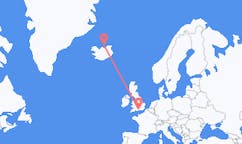 Vluchten van Grimsey, IJsland naar Southampton, Engeland
