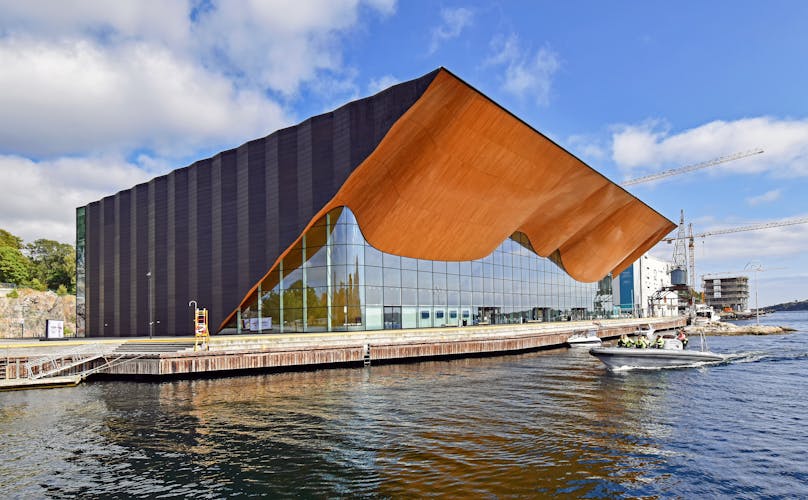 Exterior view of the Kilden Performing Arts Center, a theater and concert hall in Kristiansand, Norway.