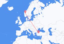 Flyreiser fra Sogndal, Norge til Eskişehir, Tyrkia