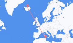 Voli dalla città di Enfidha, la Tunisia alla città di Akureyri, l'Islanda