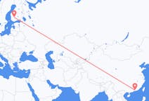 Flyg från Huizhou, Kina till Tammerfors, Finland