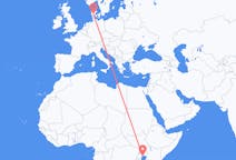 Flyreiser fra Entebbe, Uganda til Billund, Danmark