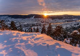 photo of sunset over Drammen, a town in the Buskerud province of Norway.